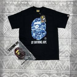 BAPE black and blue streetwear t-shirt