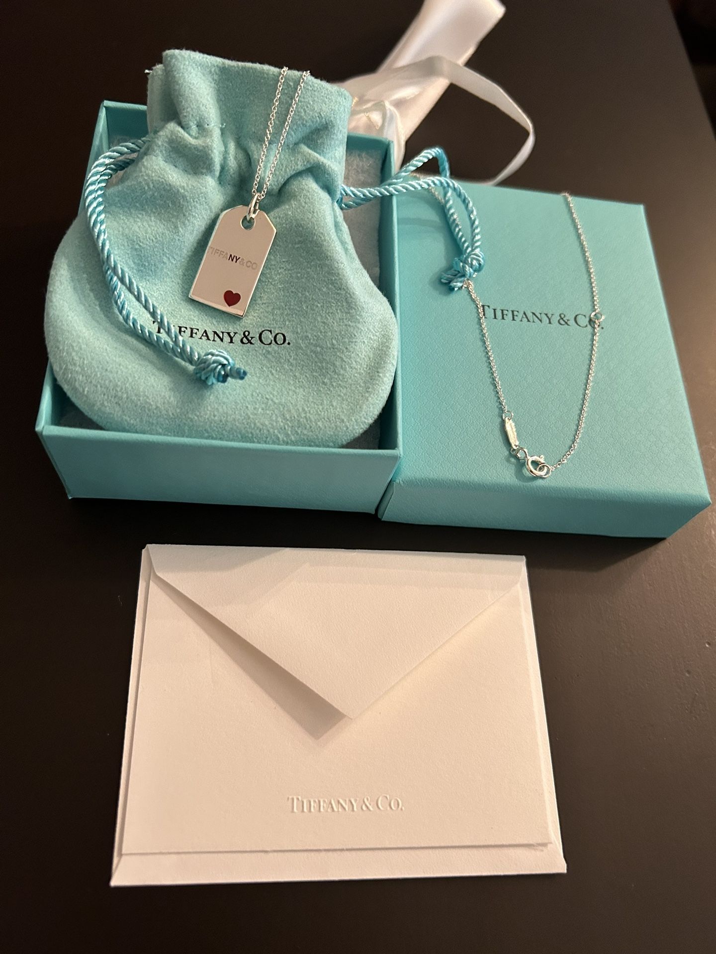 Tiffany & Co. Sterling ID Tag with Red NY Letters and Red Enamel Necklace**NEW**RARE PIECE