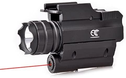 Tactical Red Laser Sight with 500 Lumens CREE LED Flashlight, Compact Rail Mounted, Quick Release,