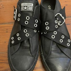 Leather Buckle Black converse