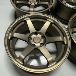 NEW 18” Concave Bronze TE37 Replica Wheels Squared Set 18x9 +30 (5x114.3)   Fits Most Toyota Scion Lexus Subaru Infiniti Tesla Mustang G35 Q50 Q60 G37