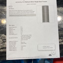 5.8 Cu Foot Freezer