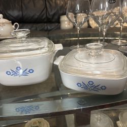 Vintage CorningWare Blue Cornflower Casserole Dishes with Lids – Set of 2