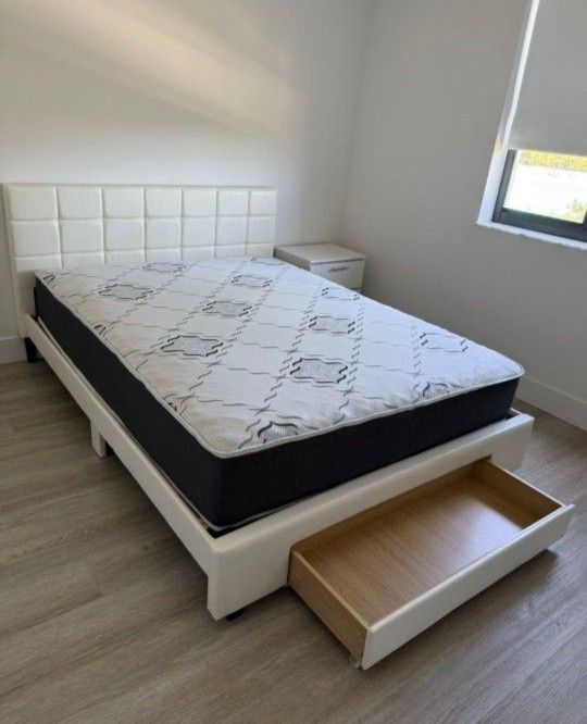 QUEEN Size Bed Frame With Storage And Mattress Included Cama Queen