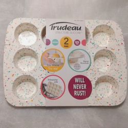 2 Pack - Trudeau Structure Silicone 12 Cupcake Muffin Baking Pan Confetti