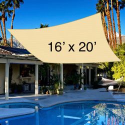 16’ X 20’ Sun Shade Rectangular Sun Sail Sun Screen Beige
