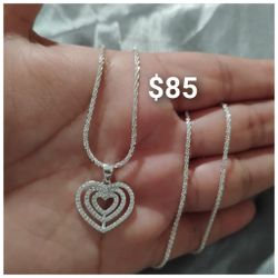 925 Sterling Silver Chain With The Pendant/Cadena Con Dije De Corazón De Plata 925