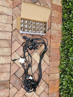 Premium Commercial Grade 48ft Outdoor String Lights – Weatherproof + 24 Bulbs