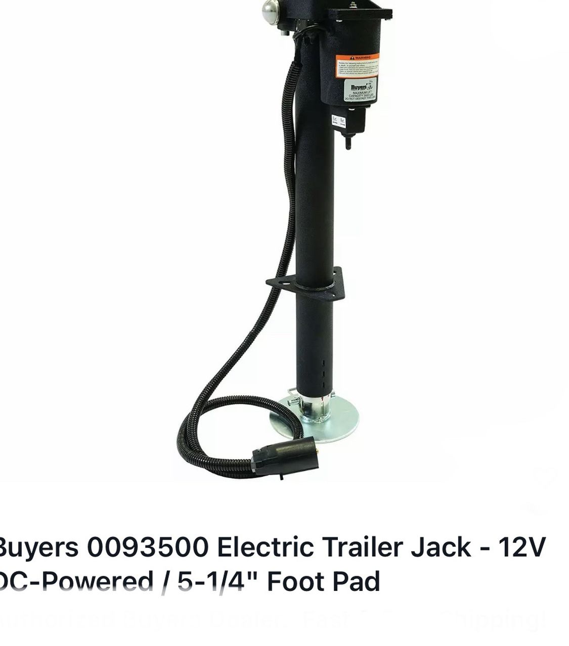 Buyers 0093500 Electric Trailer Jack - 12V DC-Powered / 5-1/4" Foot Pad