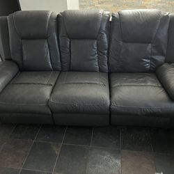 Gray Reclining Couch & Loveseat Faux Leather 