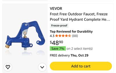 VEVOR Frost Free Outdoor Yard Hydrant Faucet