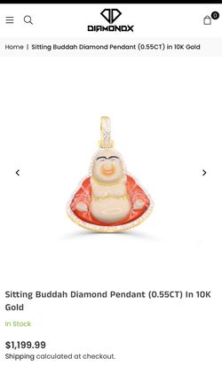 10 karat gold diamond Buddha pendant - silver diamond chain
