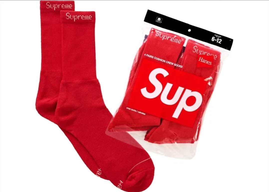 Supreme Hanes Crew Socks (4 Pack ) Red