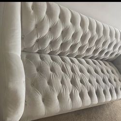 Sofa , Tufted Velvet Light White . Price Including Delivery 