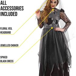 Fun Shack Adults Halloween Costumes - Women Corpse Bride, Dead Bride, Zombie Brides Costume, Halloween Costumes Adult Women Size: S