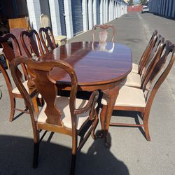 6 Mahogany Chairs And Dining Table