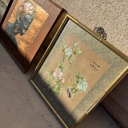 Good condition vintage frame with art each  $5