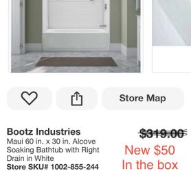 Bootz Industries Maui 60 in. x 30 in. Alcove Soaking Bathtub with Right Drain in White