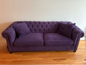 Vintage Glam Milo Baughman Style Velvet Tuxedo Sofa - Heavy Down Pillows