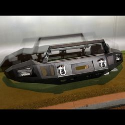 Front Metal Off Road Bumper Winch Cover W/ LED Lights For 16-19 Chevy Silverado 1500