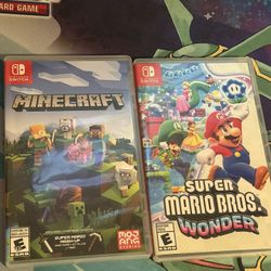 Nintendo switch games super Mario bros wonder & Minecraft