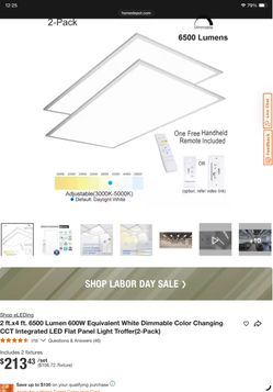 eLEDing 2x4 ft LED Flat Panel Light Troffer 2-Pack
