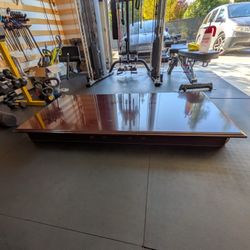 Free Wood Table/Desk With Drawer And Glass Top