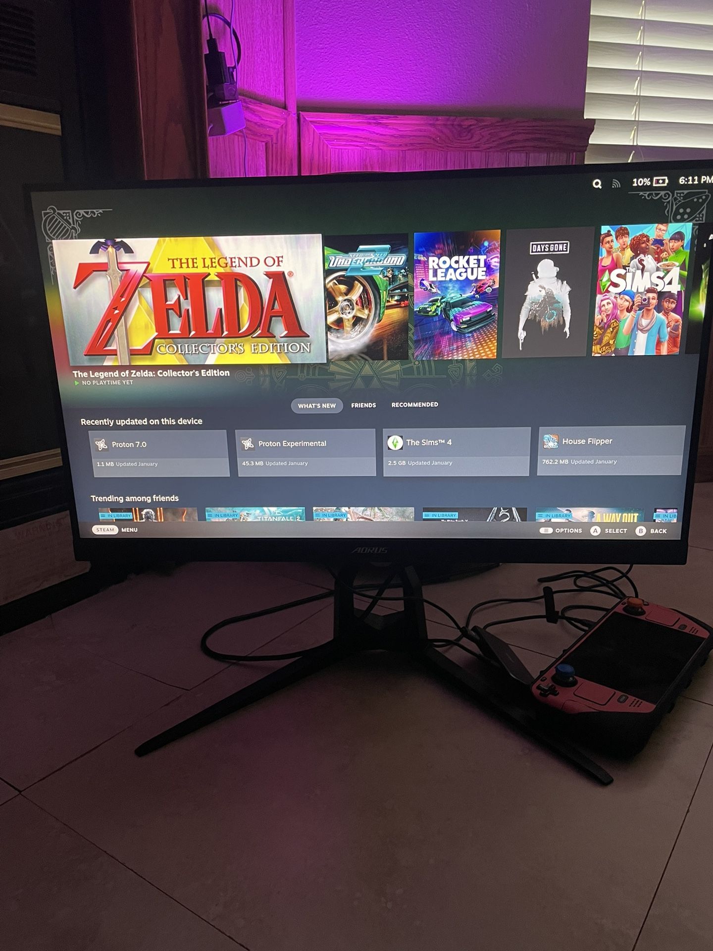 240 Hz Esports Monitor TN panel 0.5 ms response, Aorus monitor with Led lights. Display port, hdmi.