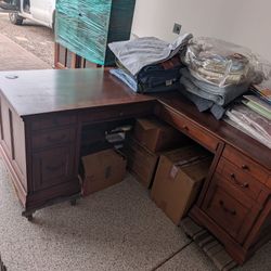 L-Shaped Desk And Office Cabinet