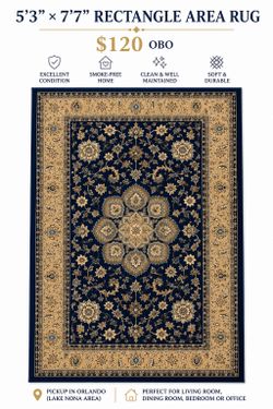 Beautiful Rectangle Oriental Area Rug – Excellent Condition