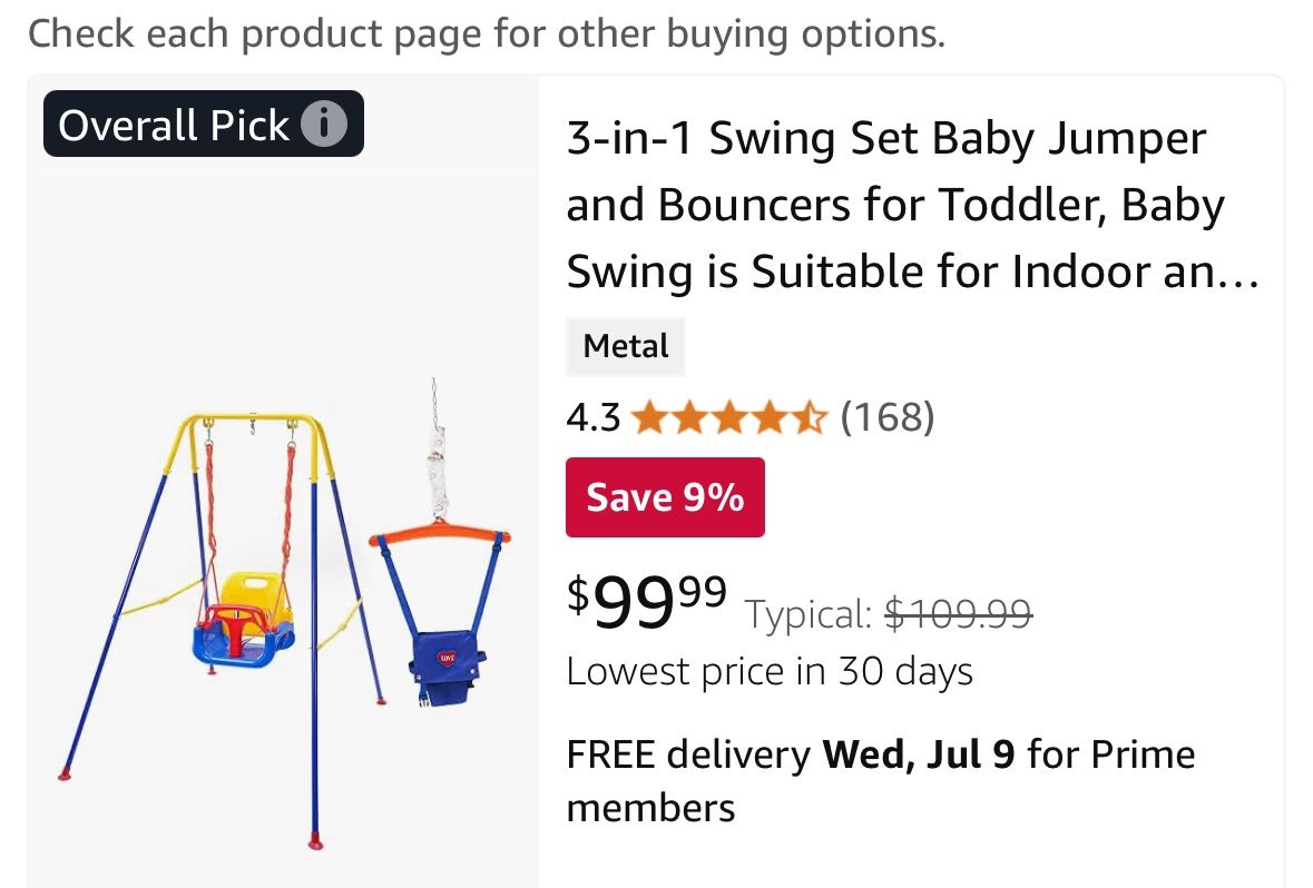 3-in-1 Swing Set Baby Jumper and Bouncers