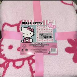 Hello Kitty Reversible Queen Blanket Rare Find 
