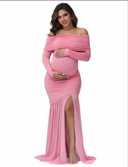 Maternity Dress Gown Photo Shoot Pink