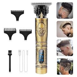 Professional Hair Trimmer Zero Gapped T-Blade Trimmer Cordless Rechargeable Edgers Clippers Electric Beard Trimmer Shaver Hair Cutting Kit with LCd