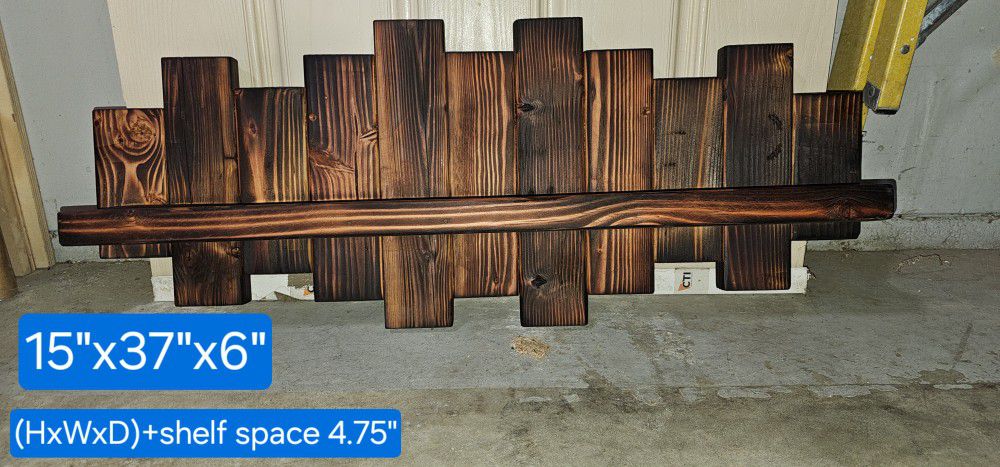 Reclaimed Wood Burnt Shelf Decor