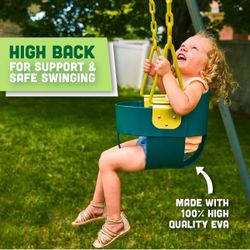 High Back Bucket Toddler Kids Swing with Chain 6 mo - 4 yrs