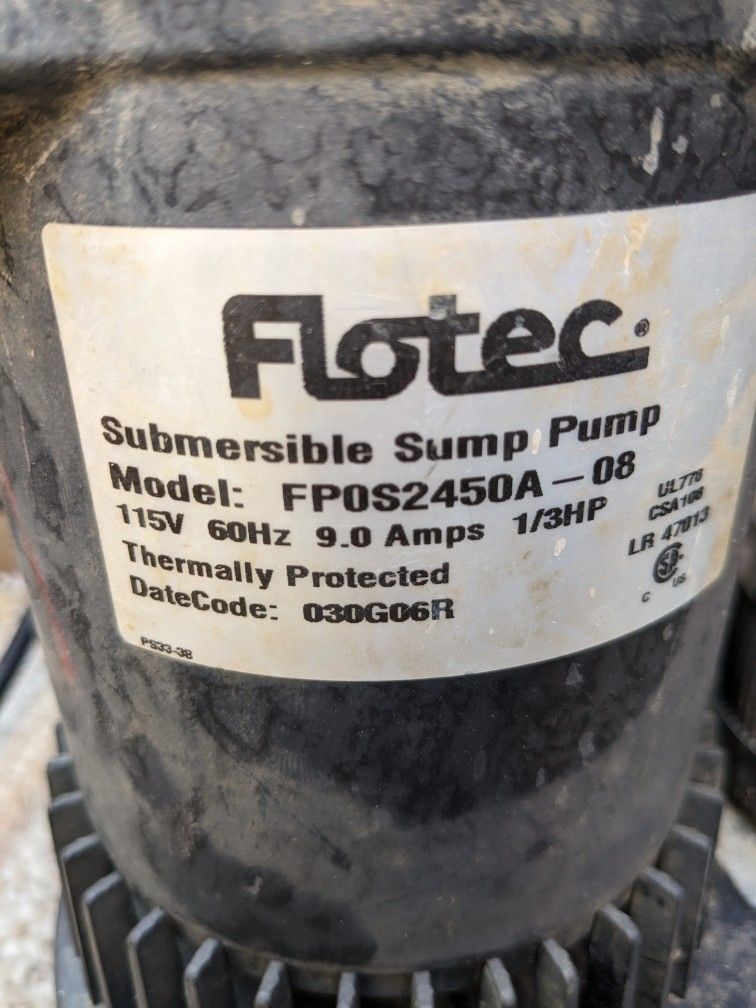Flotec 1/3 Hp Sump Pump 