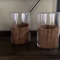 Two Large Decorative Glass Hurricanes 