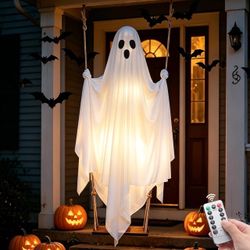 Brand new in box Halloween Hanging Ghost Decorations, 5FT Swinging Ghost with Remote Lights Remote Control with 8 Lighting Modes and LED Lights for Sp