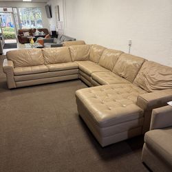 Havertys Galaxy 5pc REAL Leather Modular Sectional
