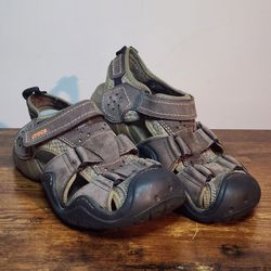 Crocs Swiftwater Leather Fisherman Sandals Men’s 9M – Brown