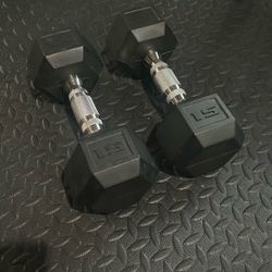 Pair of Dumbbell 15 Pound Rubber Coated