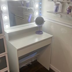 Vanity mirror and desk