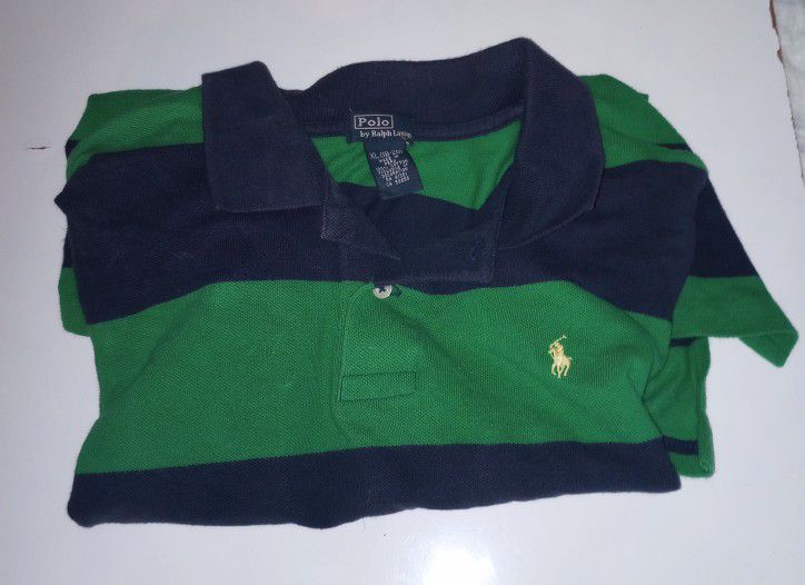 Polo Ralph Lauren Boys Short Sleeve Shirt Green/Black Size XL(18-20)