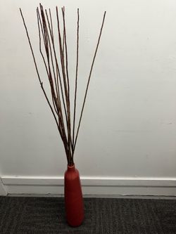 Red Decorative Freestanding Floor Vase for Any Room, Bottle Shape Design