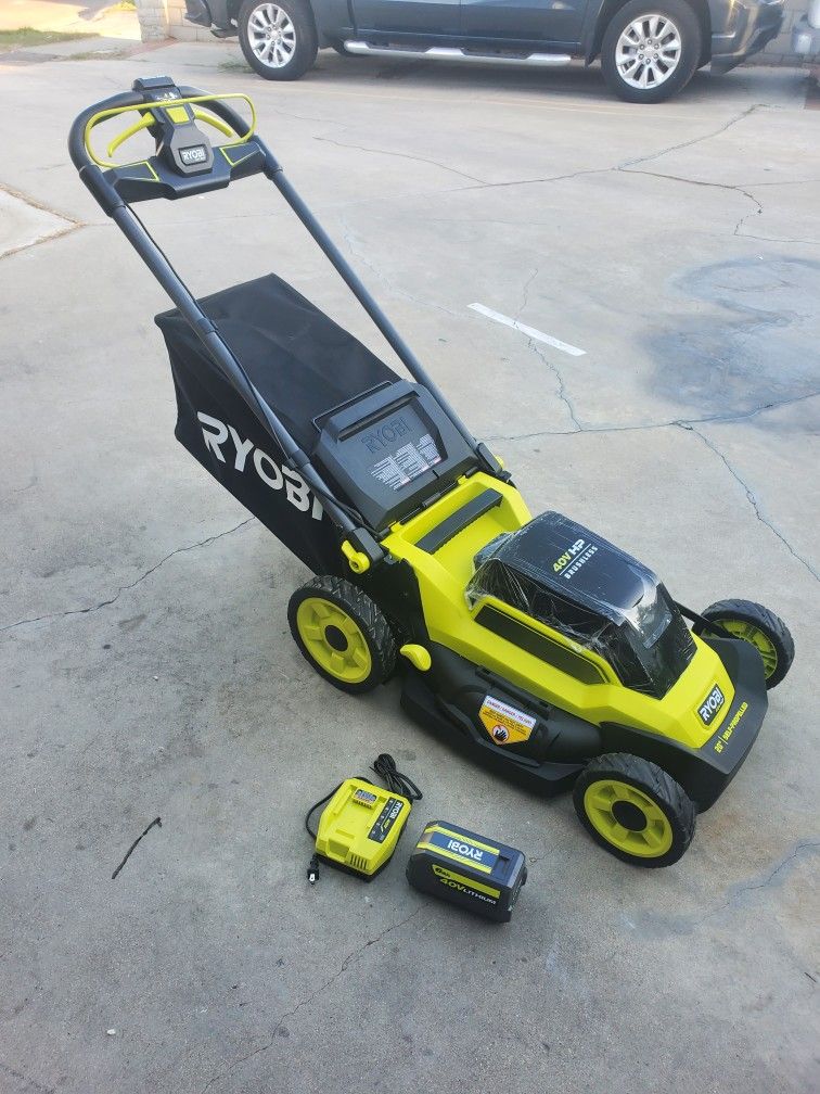 RYOBI
40V HP Brushless 20 in. Cordless  Self-Propelled Lawn Mower with 40v battery 6ah n charger