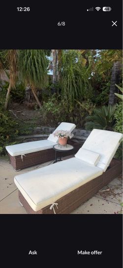 Outdoor Wicker Chaise Lounge Set of 2