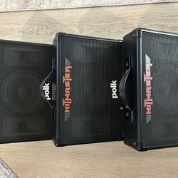 Lot of 3 Non-working Polk Hitmaster Gaming Stage Monitor Speakers