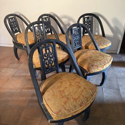 Vintage Ming Chinese Style Dining Table Swivel Chairs