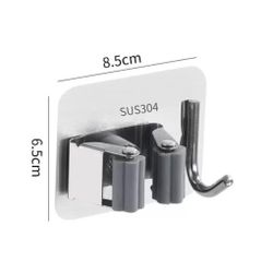 Broom and Mop Holder Wall Mounted - Heavy Duty SUS304 Stainless Steel with hook—2pics